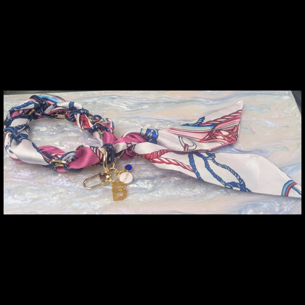 Personalized Scarf Wristlet Phone Strap Chain Choose Birthstone Zodiac Initial